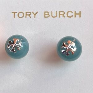 NEW Tory Burch Kira Pearl Stud Earrings Blue OS